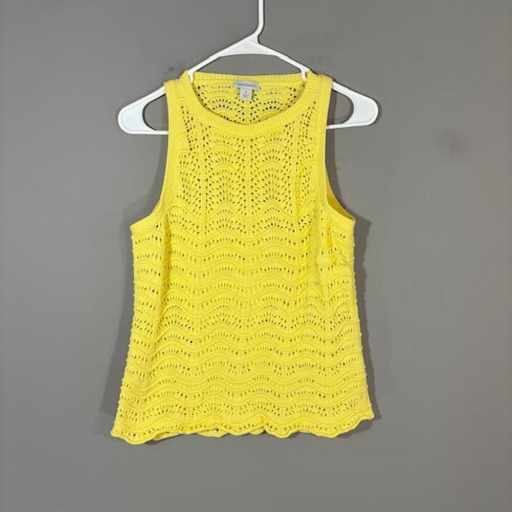 Sundance Tank Womens Small Yellow Crochet Open Knit Sleeveless Cotton Top